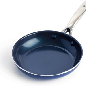 Blue Diamond 8" Nonstick Frying Pan Skillet, Diamond Infused PFAS & PTFE-Free Ceramic Pot, Dishwasher & Oven Safe, Stay Cool Handle, Durable Non Toxic Metal Utensil Safe, Egg & Omelet Pan, Blue